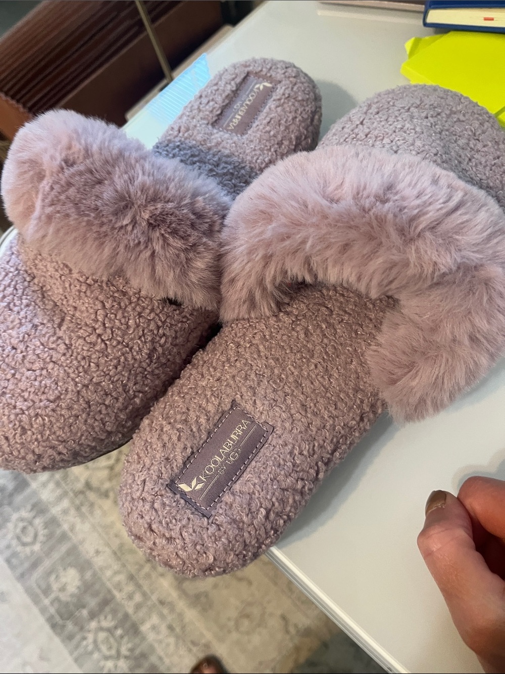Koolaburra Plush Lavender Faux-Fur Slide Slippers